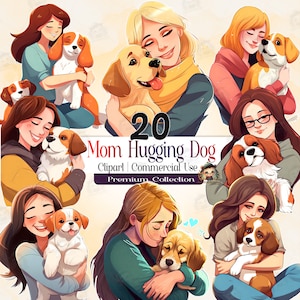 Aquarell Hundeliebhaber Clipart, süße Mädchen & Welpen Grafiken, PNG Mädchen und Hunde Freunde Clip Art, süßes Land Mädchen, Hund PNG Clipart, AC66