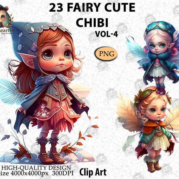 PNG Watercolor Fairy, Cute Chibi Clipart, Magic Forest Fairy, baby fairy princess, fantasy fairy junkjournal, Digital PNG, Vol 4, AC15