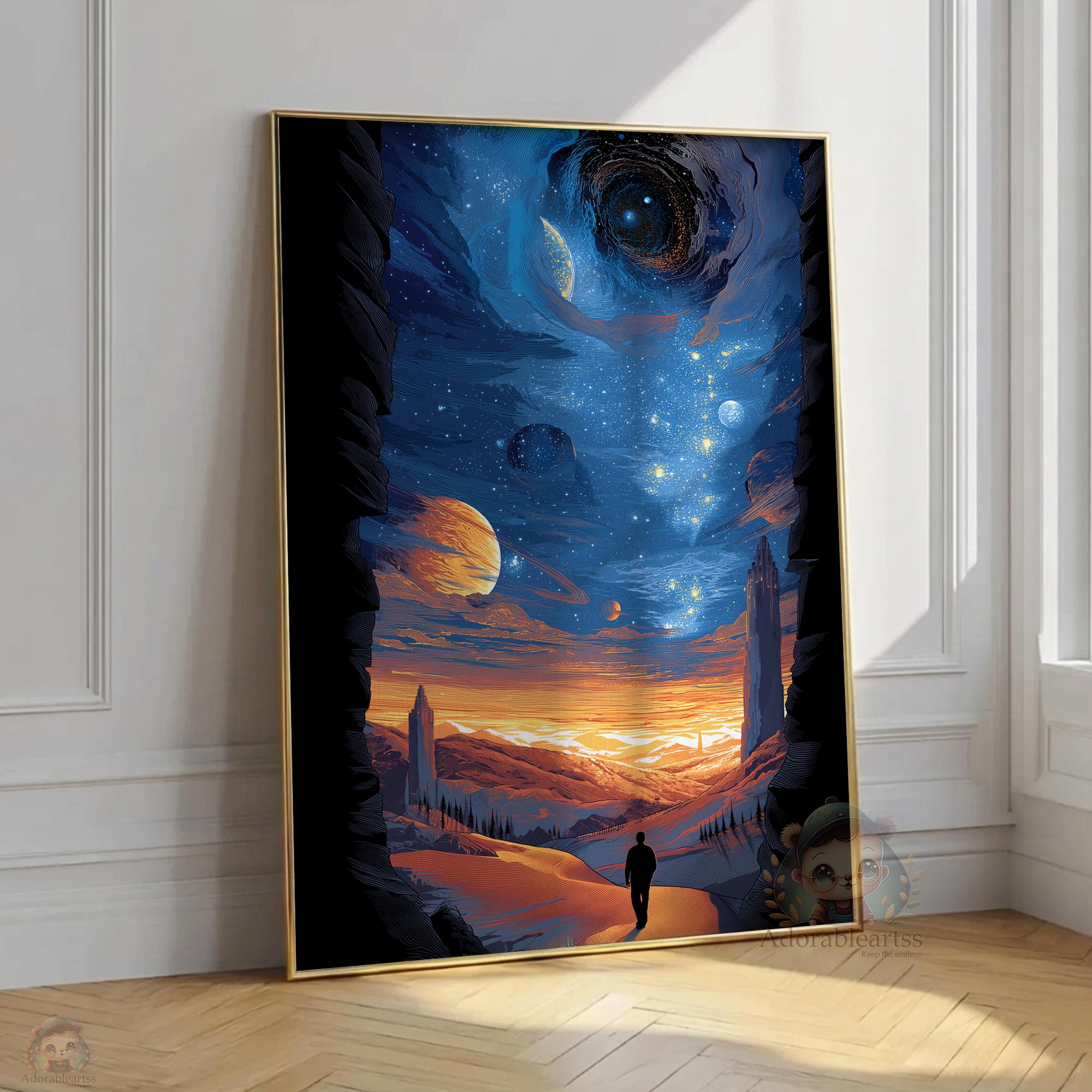 Cosmic Landscape Poster | Surreal Space Fantasy | Celestial Galaxy ...
