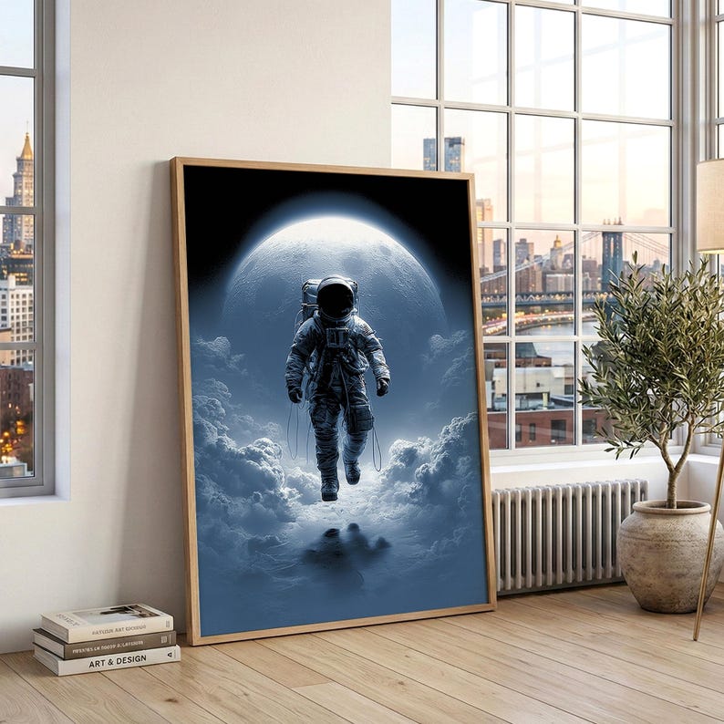 Astronaut Moon Dreamscape Poster | Surreal Space Illustration | Cosmic ...