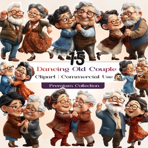 Imágenes prediseñadas de pareja de baile de ancianos, pareja de ancianos, pareja mayor, imágenes prediseñadas caprichosas, imágenes prediseñadas del día de San Valentín, imágenes prediseñadas PNG, diario basura, AN04