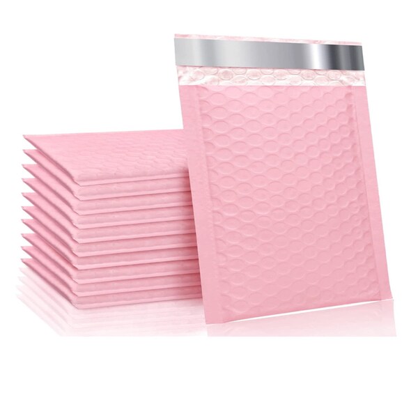 ProLine Bubble Mailers, Matte, Metallic, Rose Gold, 4x8 Inches