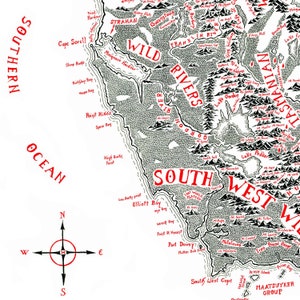 Hand-drawn Tasmania Map / Tolkien inspired / Fantasy style image 5