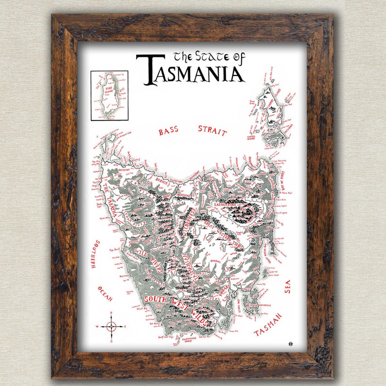 Hand-drawn Tasmania Map / Tolkien inspired / Fantasy style image 2