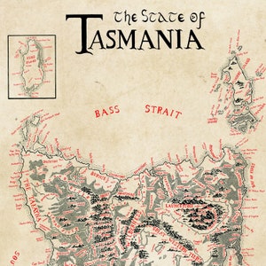 Hand-drawn Tasmania Map / Tolkien inspired / Fantasy style image 7