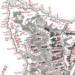 Hand-drawn Tasmania Map / Tolkien inspired / Fantasy style image 3