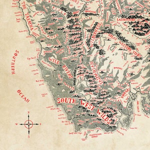 Hand-drawn Tasmania Map / Tolkien inspired / Fantasy style image 9