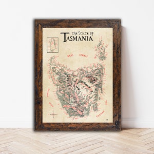 Hand-drawn Tasmania Map / Tolkien inspired / Fantasy style image 1