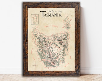 Hand-drawn Tasmania Map / Tolkien inspired / Fantasy style