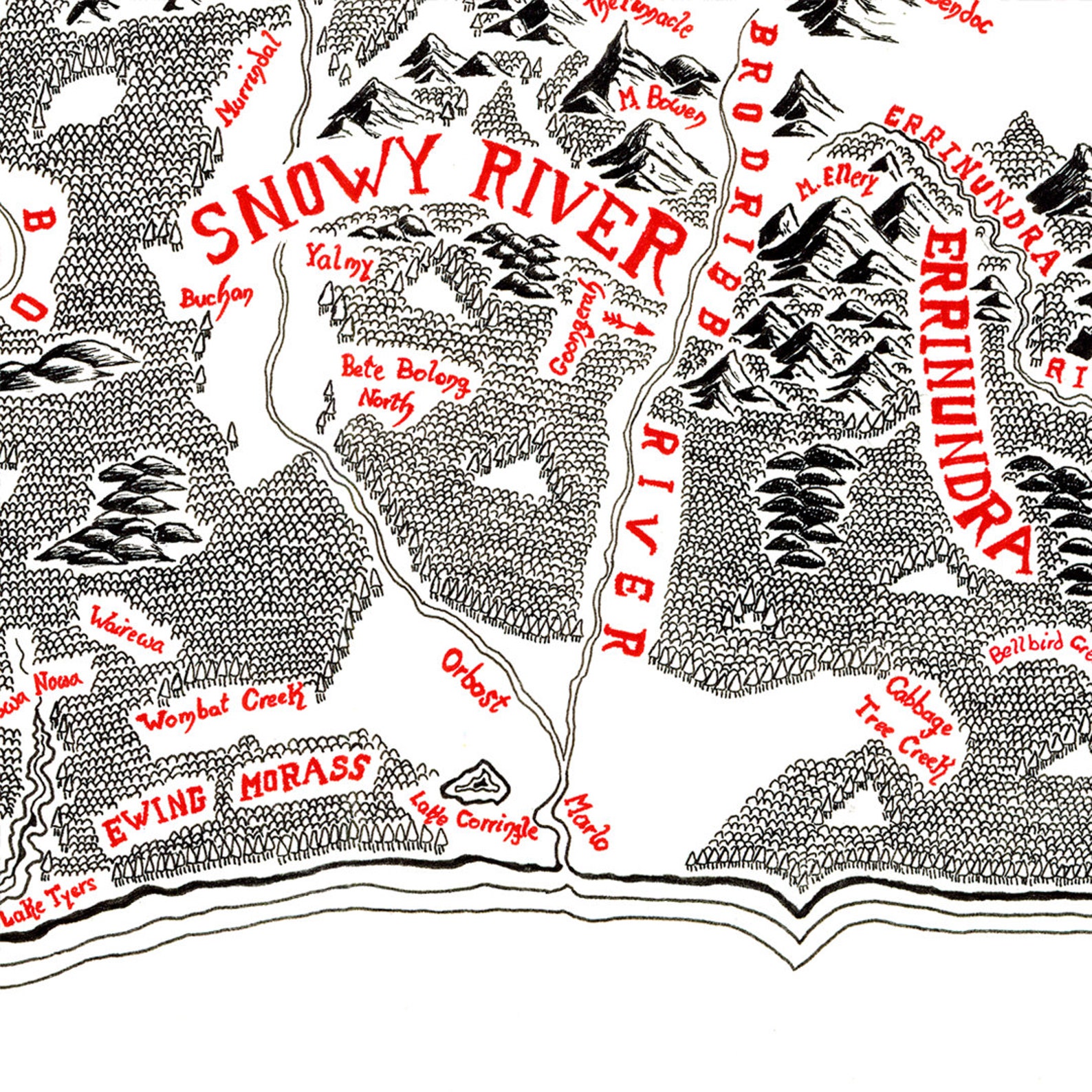 Victoria High Country Map Handdrawn Australia for Home Etsy