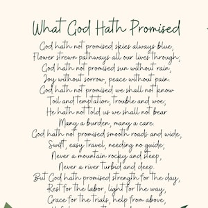 Printable Poem - ANNIE JOHNSON FLINT - What God Hath Promised - Cream - Poetry Print - Inspirational Wall Art - Instant Download