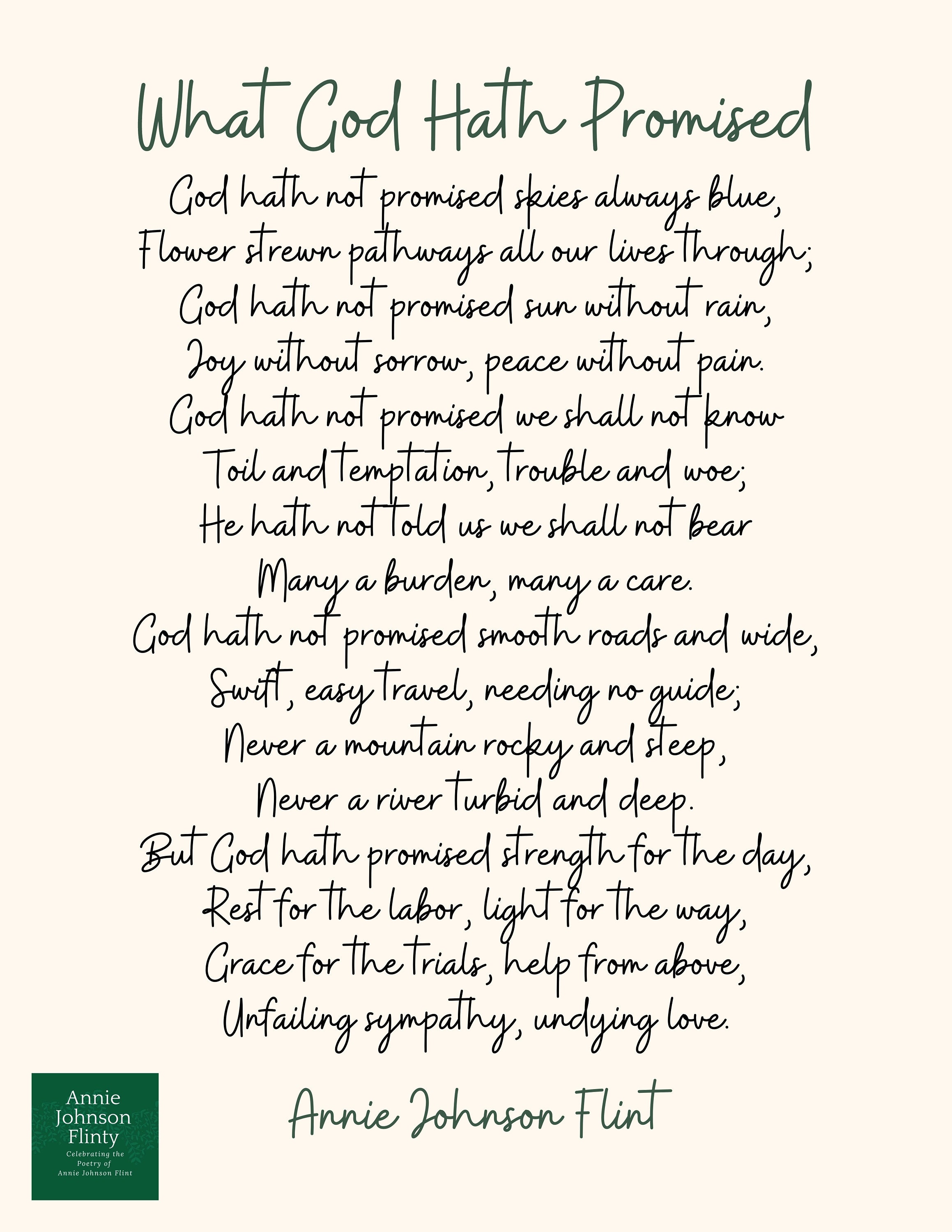 God Hath Not Promised Poem 