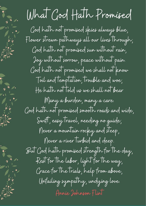Printable Poem ANNIE JOHNSON FLINT What God Hath Promised | Etsy