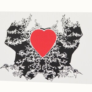 Saint-Valentin, Carte, Unique, Design, Original, Coeur, Anniversaire, Rouge, Rose, Noir, Ami,Partenaire, Mari,Femme