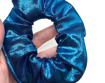 Dark Teal Shiny Foil Tricot Scrunchie