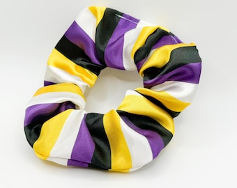Nonbinary Pride Stripe Satin Scrunchie