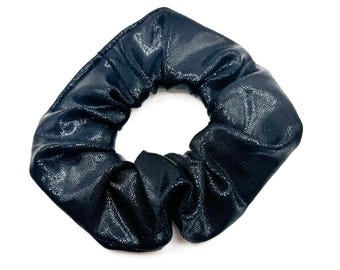 Black Onyx Shiny Foil Tricot Scrunchie - Limited Edition