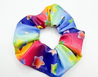 Rainbow Star Shiny Foil Tricot Scrunchie