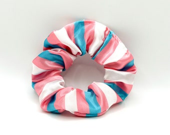 Trans Stripe Satin Scrunchie
