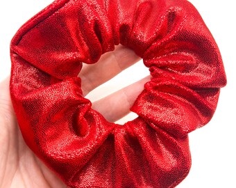 Deep Red Shiny Foil Tricot Scrunchie