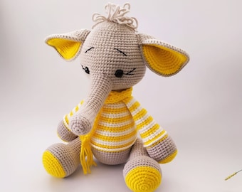 Crochet Yellow Elephant  Toy, Elephant Toy, Handmade stuffed animals, Amigurumi toys, Decorative Doll, Stuffed doll, Handmade doll