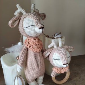 Crochet Deer Toy, Amigurumi Deer, Cute Deer Toy, Deer Rattle, Handmade stuffed animals, Amigurumi toy, Decorative Doll, Animal Toy Gift