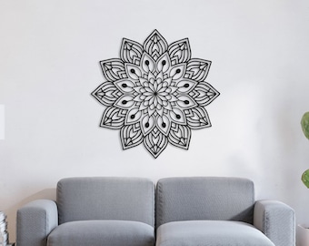 Minimalistische Blumen-Mandala-Wand-Dekor-Laser-Cut-Datei - SVG-Datei - Wohnkultur - Wandkunst - Wandbehänge - Wand-Dekor - dxf - png