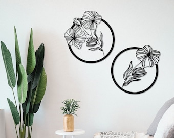 Circle Floral Wall Decor Laser Cut File - Svg File - Home Decor - Flower Metal Wall Decor - Instant Download, Png,Dxf