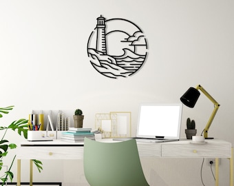 Archivo cortado con láser para decoración de pared de faro - Archivo SVG - Decoración del hogar - Decoración de pared de metal - Descarga instantánea - Archivo cortado con láser para madera