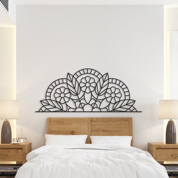 Flower Headboard Bedroom Wall Decor Laser Cut File - Svg File  - Home Decor - Wall Art - Wall Hangings - Wall Decor - dxf - png