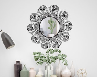 Flower Leaf Luxury Mirror Frame - Svg File - Laser Cut File - Wandbehang - Wanddeko - Wandspiegel - Minimalistisches Design - dxf - png