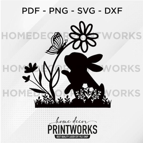 Easter Bunny Dxf , Svg , Png , Files , Laser cut , Easter , Bunny , Rabbit , Flower , Butterfly , Happy , Dxf , Svg ,cut , Fİle , For Cnc
