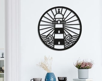 Archivo Svg de corte láser de faro - Tapices de pared - Decoración de pared de metal - Decoración de pared de madera - Decoración de pared minimalista - Archivo de corte láser de madera