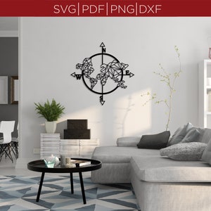 Weltkarte Wand Dekor Laser Cut Datei - SVG Digital Download Datei - Metall Wand Dekor - Wohnkultur - Minimalistische Weltkarte - Wandbehänge