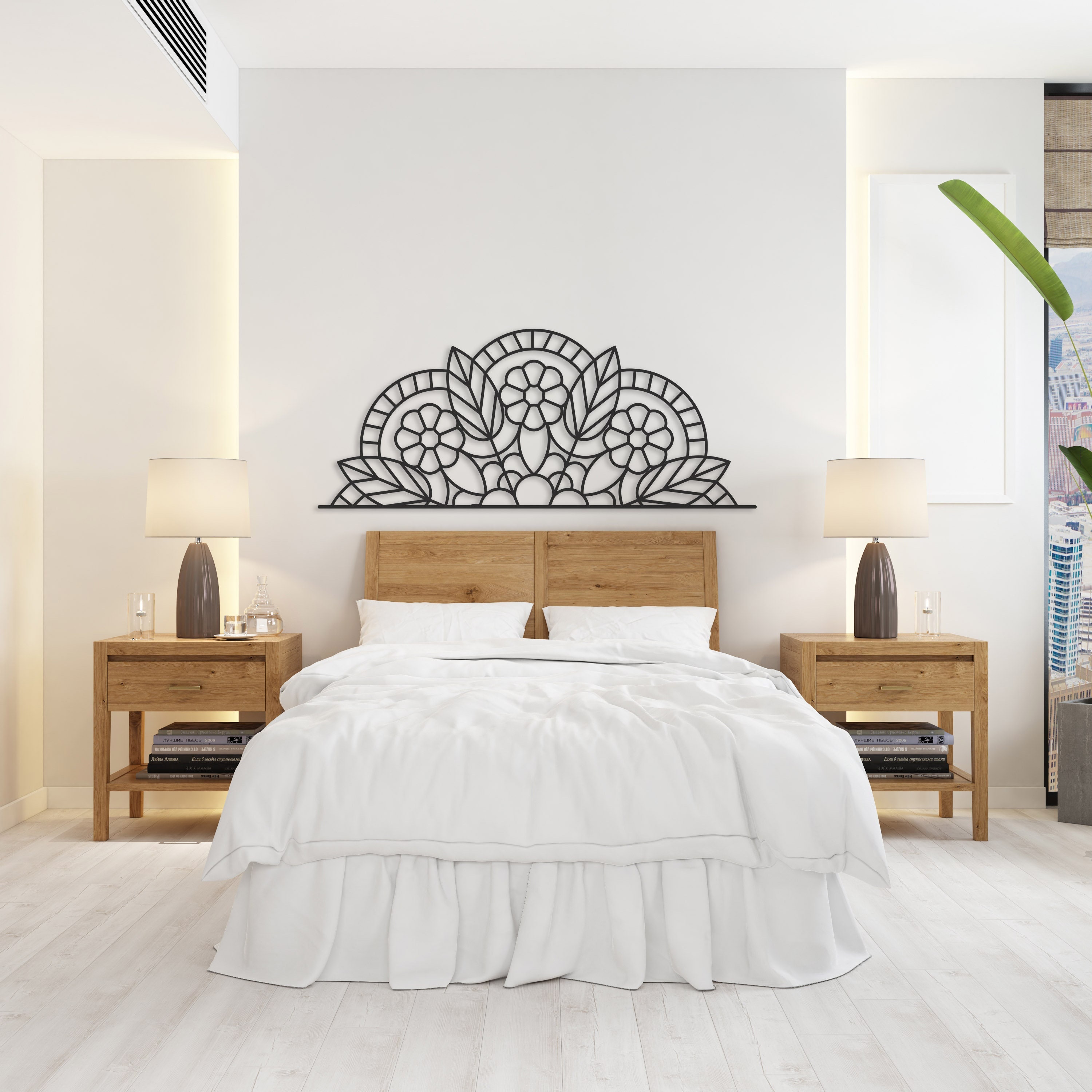 Flower Headboard Bedroom Wall Decor Laser Cut File Svg File Etsy