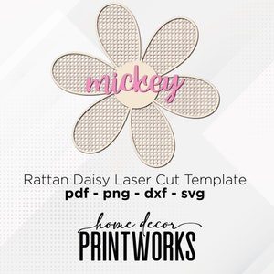 Lasergesneden bestand | Rotan Madeliefje| Boho Daisy&#39;s | Rotanbloem| Rotan SVG | Riet SVG | Bloemenkwekerij | Meisjeskamer | Madeliefjesdecor | Madeliefje SVG