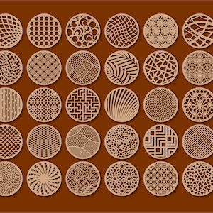 30 Holzkreis Untersetzer, Kreis Anhänger, Kreis Ohrring, Laser geschnitten svg-Datei, Floral Laser cut-Datei, Kreis dekorativ, svg-bundle, dxf, png