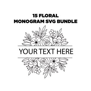 Blumenrand svg, Blumenrahmen svg, Blumenrand svg, geteiltes Monogramm svg, Blumenmonogramm svg Wildblumen svg, Hand gezeichnet svg, Blumen svg