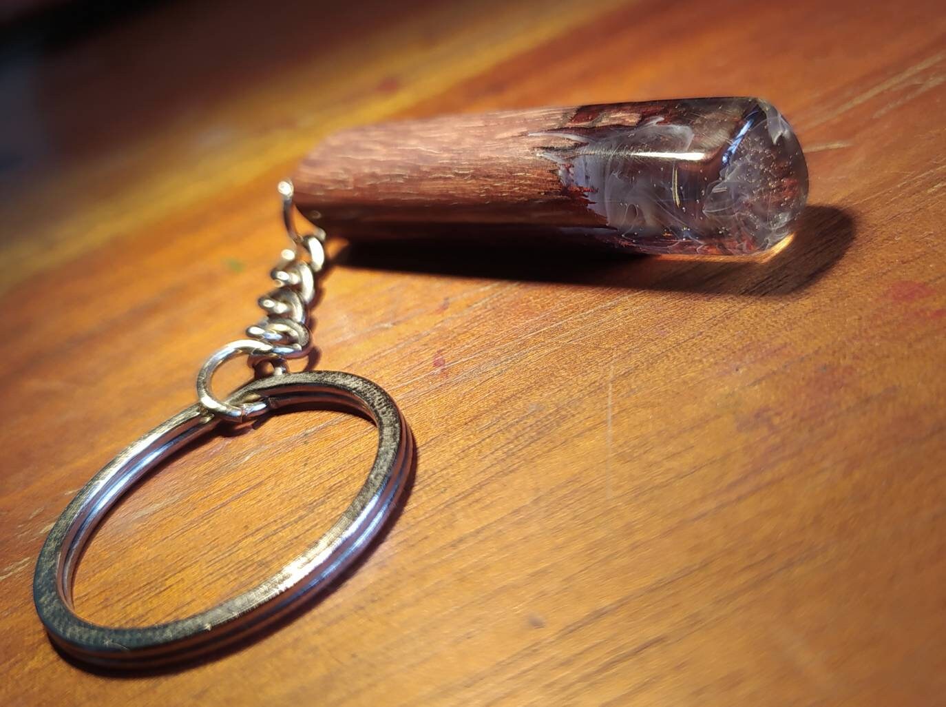Wood resin keychain.Vintage /Unique and luminous keychain.Wood Etsy