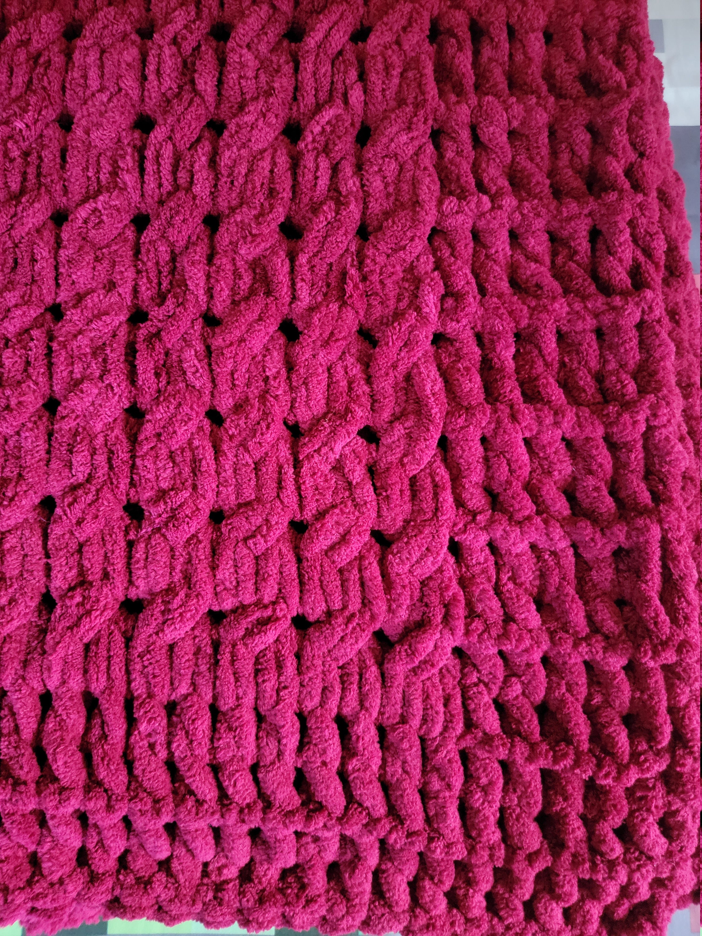 Handmade Super Soft Chenille Blanket Cable Knit Pattern - Etsy UK