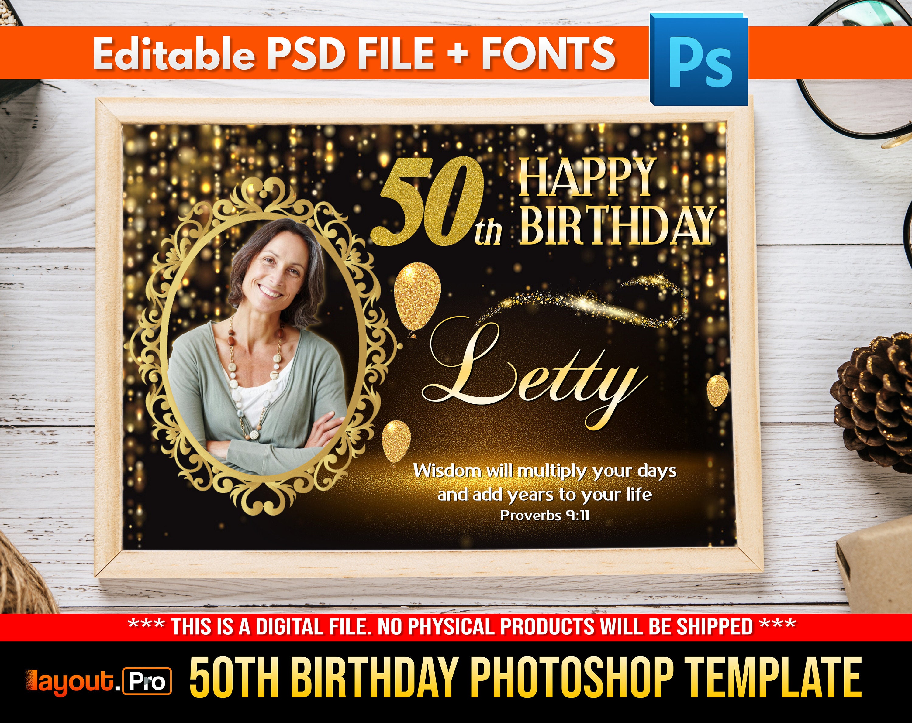 50th Golden Birthday 50th Birthday PSD Template 50th - Etsy Australia