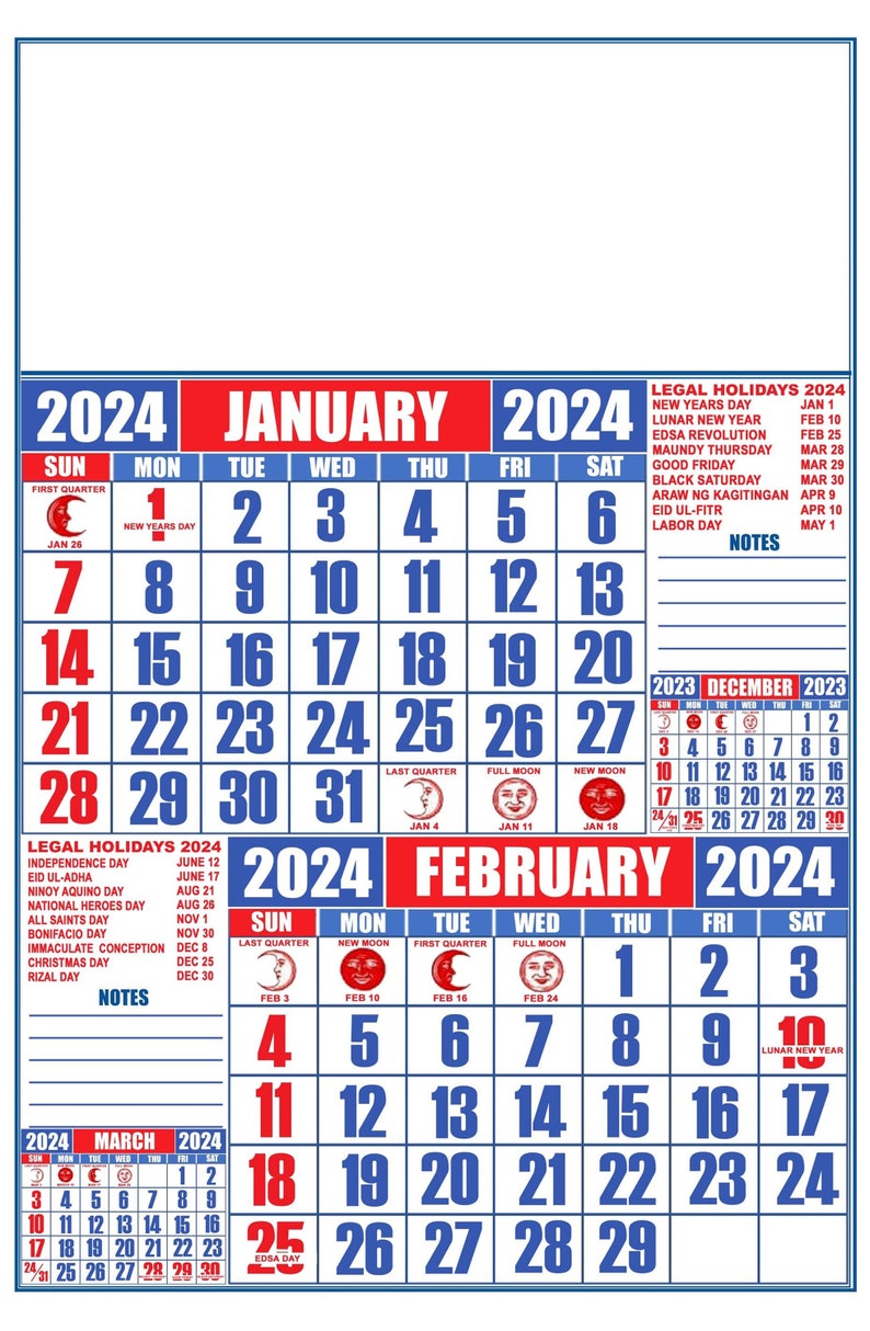 Editable 2024 Calendar Templates, Commercial Calendar Psd