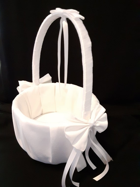 Flower girl basket / white wedding basket / girl basket Etsy