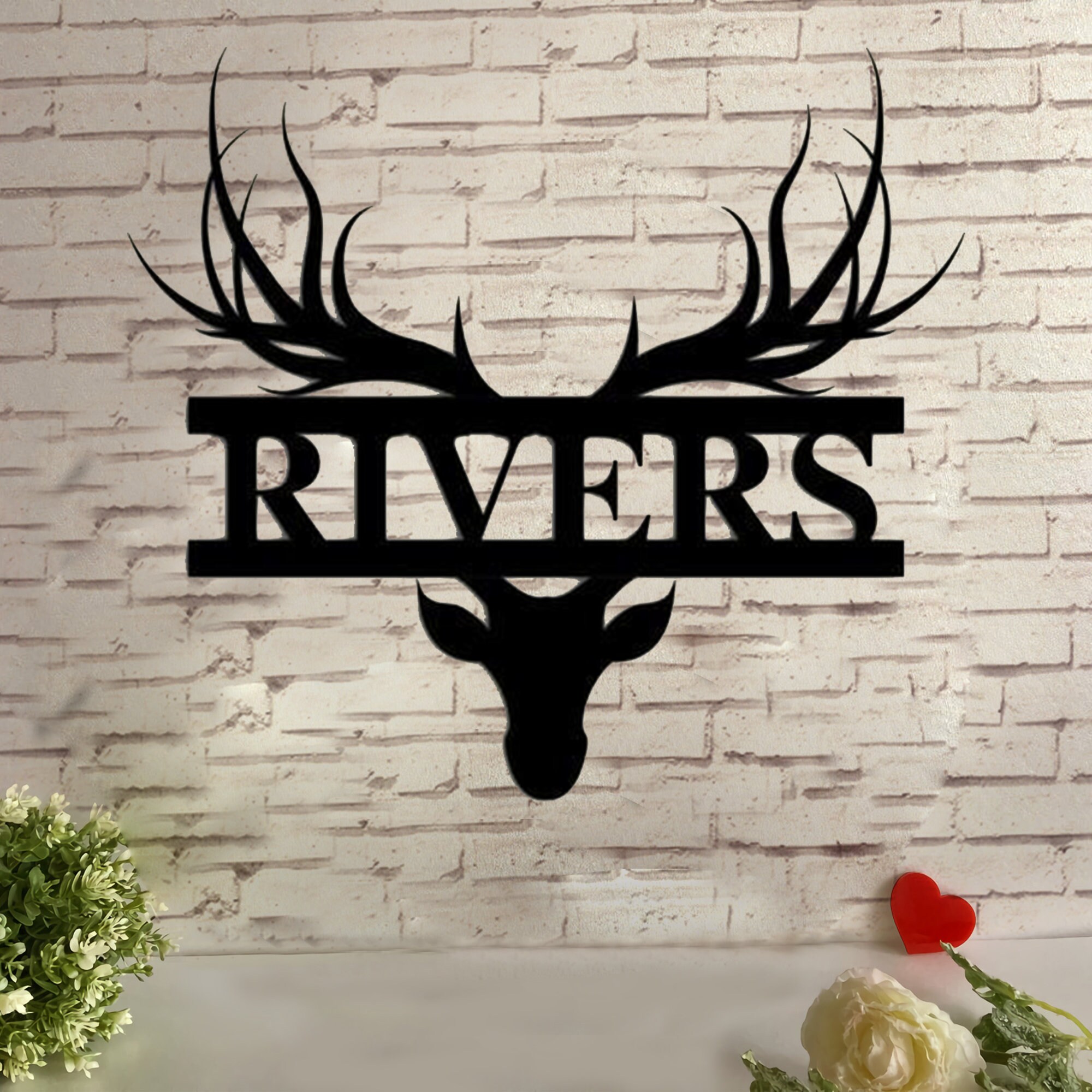 Deer Head Personalized Metal Sign Custom Family Name Deer Etsy