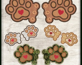 Dog Paw Shoe Wings In The Hoop Machine Embroidery Design, Puppy Paws, Dog Lovers, Shoe Accessories (2135)