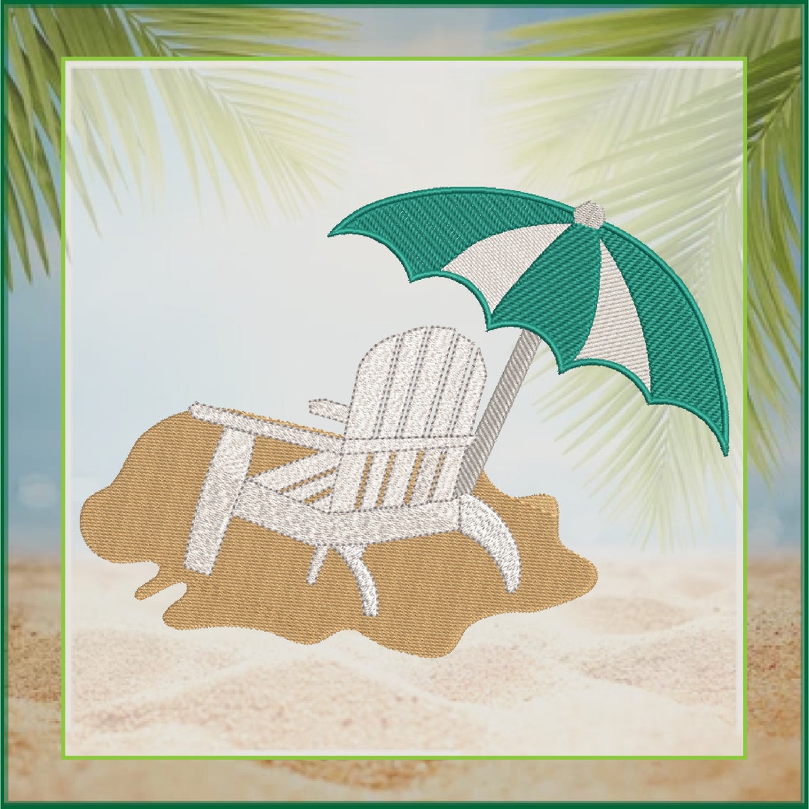 Beach Scene Machine Embroidery Design, Summer Embroidery Design, Beach ...