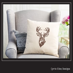Deer Embroidery Design, Stag Head Profile Machine Embroidery, Wildlife Animal Design, Towel Gift, Machine Embroidery Design, PES Embroidery, Embroidery Patterns, Design Update, Bestseller, Embroidery Pattern, Custom Embroidery Carrie Ellen Designs