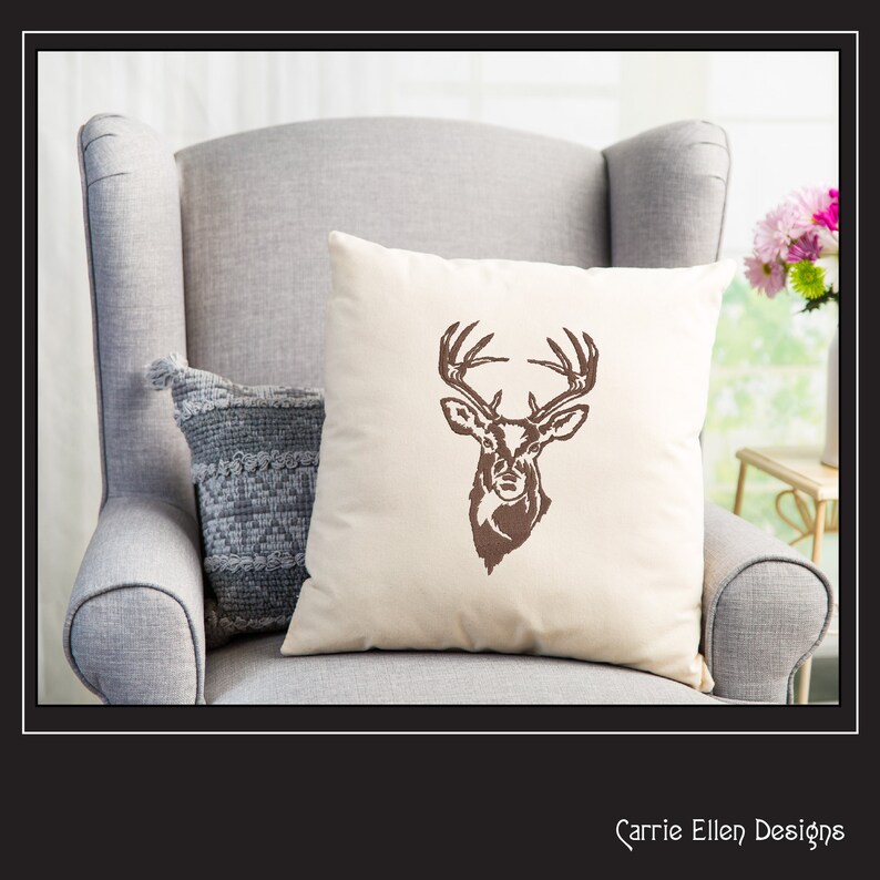 Deer Embroidery Design, Stag Head Profile Machine Embroidery, Wildlife Animal Design, Towel Gift, Machine Embroidery Design, PES Embroidery, Embroidery Patterns, Design Update, Bestseller, Embroidery Pattern, Custom Embroidery Carrie Ellen Designs