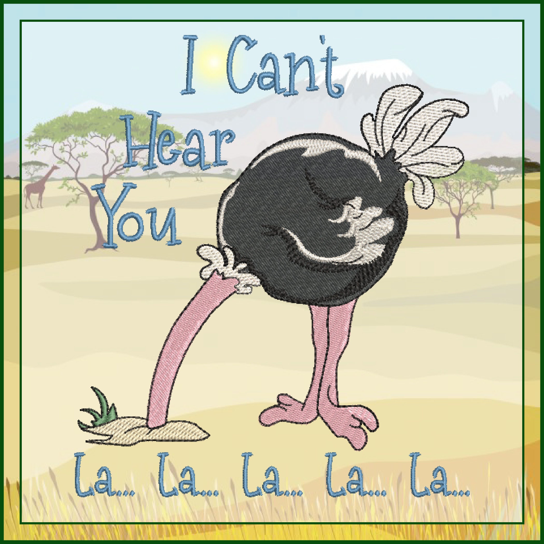 I Cant Hear You Ostrich Machine Embroidery Design Head in - Etsy