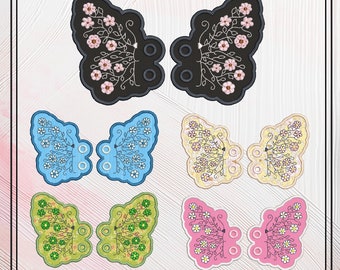 Floral Butterfly ITH Machine Embroidery Design, Butterfly In The Hoop Butterfly Shoe Wings, 4x4 and 5x7 Hoop (2336)